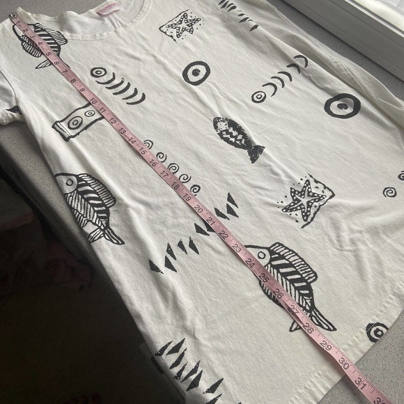 Sea Breeze Size Small Graphic T-Shirt Coverup White with Black Sea Themed Print - Picture 8 of 9